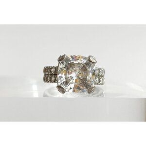 Cocktail Style Multi Gemstone Chunky 925 Sterling Silver Vintage Ring - sz 8